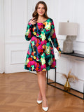 SHOWMALL Women's Plus Size Long Sleeve Dress, Swing A-Line with Pockets