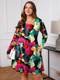 SHOWMALL Women's Plus Size Long Sleeve Dress, Swing A-Line with Pockets
