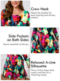 SHOWMALL Women's Plus Size Long Sleeve Dress, Swing A-Line with Pockets
