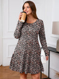 SHOWMALL Women's Plus Size Long Sleeve Dress, Swing A-Line with Pockets