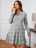SHOWMALL Women's Plus Size Long Sleeve Dress, Swing A-Line with Pockets