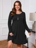 SHOWMALL Women's Plus Size Long Sleeve Dress, Swing A-Line with Pockets