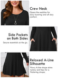 SHOWMALL Women's Plus Size Long Sleeve Dress, Swing A-Line with Pockets