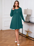 SHOWMALL Women's Plus Size Long Sleeve Dress, Swing A-Line with Pockets