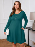 SHOWMALL Women's Plus Size Long Sleeve Dress, Swing A-Line with Pockets