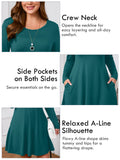 SHOWMALL Women's Plus Size Long Sleeve Dress, Swing A-Line with Pockets