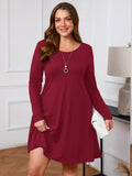 SHOWMALL Women's Plus Size Long Sleeve Dress, Swing A-Line with Pockets