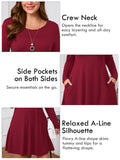SHOWMALL Women's Plus Size Long Sleeve Dress, Swing A-Line with Pockets