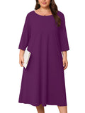 SHOWMALL 3/4 Sleeve Floral Dress for Women Plus Size,  A-Line Midi Dress with Pockets, Casual Fall Wedding Guest Dress