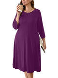SHOWMALL 3/4 Sleeve Floral Dress for Women Plus Size,  A-Line Midi Dress with Pockets, Casual Fall Wedding Guest Dress