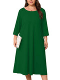 SHOWMALL 3/4 Sleeve Floral Dress for Women Plus Size,  A-Line Midi Dress with Pockets, Casual Fall Wedding Guest Dress