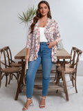 SHOWMALL Women's Plus Open Front Lightweight Cardigan 3/4 Sleeves Pleated Ruffles Hemline Shrugs