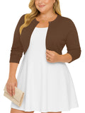 SHOWMALL Women's Plus Size Open Front Cropped Cardigan Lightweight Long Sleeve Bolero Shrug for Dresses