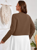 SHOWMALL Women's Plus Size Open Front Cropped Cardigan Lightweight Long Sleeve Bolero Shrug for Dresses