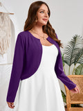SHOWMALL Women's Plus Size Open Front Cropped Cardigan Lightweight Long Sleeve Bolero Shrug for Dresses