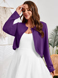 SHOWMALL Women's Plus Size Open Front Cropped Cardigan Lightweight Long Sleeve Bolero Shrug for Dresses