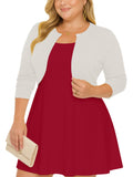 SHOWMALL Women's Plus Size Open Front Cropped Cardigan Lightweight Long Sleeve Bolero Shrug for Dresses