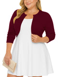 SHOWMALL Women's Plus Size Open Front Cropped Cardigan Lightweight Long Sleeve Bolero Shrug for Dresses