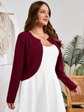 SHOWMALL Women's Plus Size Open Front Cropped Cardigan Lightweight Long Sleeve Bolero Shrug for Dresses