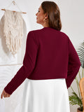SHOWMALL Women's Plus Size Open Front Cropped Cardigan Lightweight Long Sleeve Bolero Shrug for Dresses