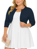 SHOWMALL Women's Plus Size Open Front Cropped Cardigan Lightweight Long Sleeve Bolero Shrug for Dresses