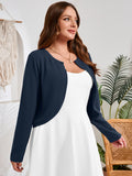 SHOWMALL Women's Plus Size Open Front Cropped Cardigan Lightweight Long Sleeve Bolero Shrug for Dresses