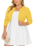 SHOWMALL Women's Plus Size Open Front Cropped Cardigan Lightweight Long Sleeve Bolero Shrug for Dresses