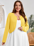 SHOWMALL Women's Plus Size Open Front Cropped Cardigan Lightweight Long Sleeve Bolero Shrug for Dresses