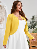 SHOWMALL Women's Plus Size Open Front Cropped Cardigan Lightweight Long Sleeve Bolero Shrug for Dresses