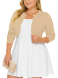 SHOWMALL Women's Plus Size Open Front Cropped Cardigan Lightweight Long Sleeve Bolero Shrug for Dresses