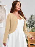 SHOWMALL Women's Plus Size Open Front Cropped Cardigan Lightweight Long Sleeve Bolero Shrug for Dresses
