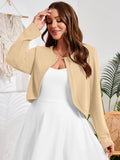 SHOWMALL Women's Plus Size Open Front Cropped Cardigan Lightweight Long Sleeve Bolero Shrug for Dresses
