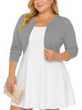 SHOWMALL Women's Plus Size Open Front Cropped Cardigan Lightweight Long Sleeve Bolero Shrug for Dresses