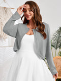 SHOWMALL Women's Plus Size Open Front Cropped Cardigan Lightweight Long Sleeve Bolero Shrug for Dresses