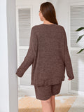 SHOWMALL Women Plus Pajamas 2 Piece Plus Size Lounge Sets Ribbed Knit T-shirt Biker Shorts