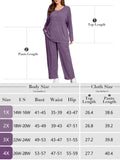 SHOWMALL Women's Plus Size 2 Piece Comfy Outfit Set – Long Sleeve Lounge Set Ribbed Knit Top and Pants, Perfect for Sleepwear or Daily Casual Wear