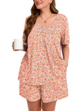SHOWMALL Women's Plus Pajama Set 2 Piece Loungewear Short Sleeve Tops and Shorts