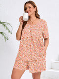 SHOWMALL Women's Plus Pajama Set 2 Piece Loungewear Short Sleeve Tops and Shorts