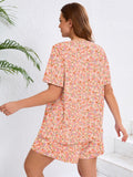 SHOWMALL Women's Plus Pajama Set 2 Piece Loungewear Short Sleeve Tops and Shorts
