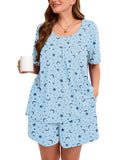 SHOWMALL Women's Plus Pajama Set 2 Piece Loungewear Short Sleeve Tops and Shorts
