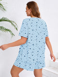 SHOWMALL Women's Plus Pajama Set 2 Piece Loungewear Short Sleeve Tops and Shorts