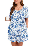 SHOWMALL Women's Plus Pajama Set 2 Piece Loungewear Short Sleeve Tops and Shorts