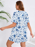 SHOWMALL Women's Plus Pajama Set 2 Piece Loungewear Short Sleeve Tops and Shorts