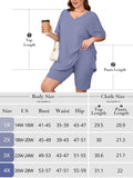 SHOWMALL Women Plus Size Loungewear Set Short Sleeves and Bliker Shorts