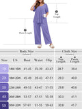 SHOWMALL Women's Plus Size Printed 2 Piece Outfit Set, Soft Bloom Scoop Neck Short Sleeve Top and Pocket Pants, Floral Print Lounge & Sleepwear