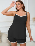 SHOWMALL Women Plus Pajama Sets Lingerie Sleepwear 2 Pieces Cami Shorts Set V Neck Pj Lace Sleepwear