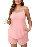 SHOWMALL Women Plus Pajama Sets Lingerie Sleepwear 2 Pieces Cami Shorts Set V Neck Pj Lace Sleepwear