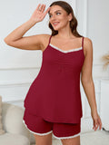 SHOWMALL Women Plus Pajama Sets Lingerie Sleepwear 2 Pieces Cami Shorts Set V Neck Pj Lace Sleepwear