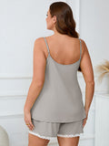 SHOWMALL Women Plus Pajama Sets Lingerie Sleepwear 2 Pieces Cami Shorts Set V Neck Pj Lace Sleepwear
