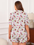 SHOWMALL Plus Size Pajama Set for Women, 2 Piece Short Sleeve Sleepwear with Pockets, Casual Loungewear for Home Vacation Spa, Perfect Birthday Gift